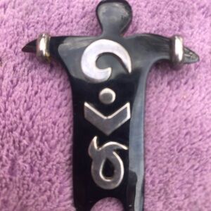 Stylish Black and Silver Abstract Brooch….Zealandia